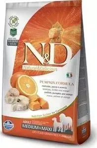 Сухой корм Farmina ND Dog MediumMaxi GF Pumpkin Codfish Orange беззерновой с треской апельсином тыквой для собак средних и крупных пород 12кг