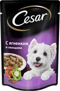 Паучи Cesar аппетитные блюда с ягненок и овощами для собак всех пород 100г (10109427)