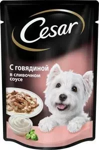Паучи Cesar аппетитные блюда с говядиной в сливочном соусе для собак всех пород 100г (10156798)