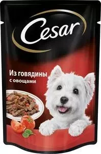 Паучи Cesar аппетитные блюда из говядины с овощами для собак всех пород 100г (10109425)