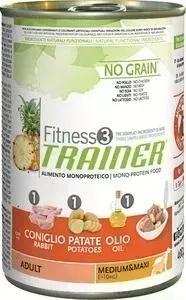 Консервы Trainer Fitness3 No Grain Medium/Maxi Adult RabbitPotatoes беззерновой с кроликом и картофелем для собак средних и крупных пород 400г: характ
