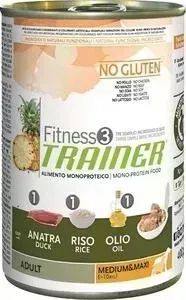 Консервы Trainer Fitness3 No Gluten Medium/Maxi Adult DuckRice без глютена с уткой и рисом для собак средних и крупных пород 400г