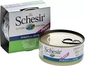 Консервы Schesir Nature for Dog Puppy Chicken with Aloe кусочки в желе с курицей и алое для щенков 150г (С689)