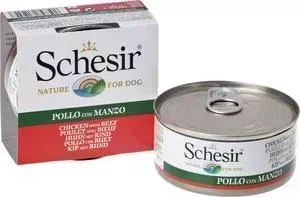 Консервы Schesir Nature for Dog Chicken Fillets with Beef кусочки в желе с куриным филе и говядиной для собак 150г (С680)