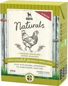 Консервы BOZITA Naturals Tender Chicken Puppies Junior кусочки в желе с курицей для щенков и молодых собак 370г (4265)