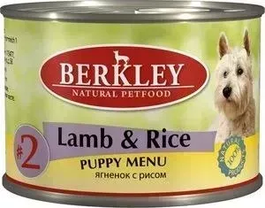 Консервы Berkley Puppy Menu Meat Menu № 2 с ягненком и рисом для щенков 200г (75007)