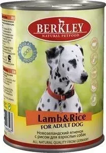 Консервы Berkley For Adult Dog Lamb Rice с новозеландским ягненком и рисом для взрослых собак 400г (75075)