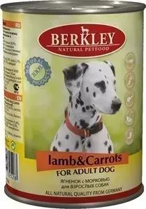 Консервы Berkley For Adult Dog Lamb Carrots с ягненком и морковью для взрослых собак 400г (75020)