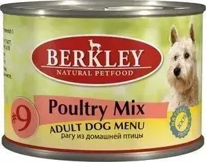 Консервы Berkley Adult Dog Menu Poultry Mix № 9 рагу из домашней птицы для взрослых собак 200г (75005)