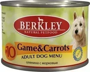 Консервы Berkley Adult Dog Menu Game Carrots № 10 с дичью и морковью для взрослых собак 200г (75006)