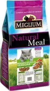 Сухой корм MEGLIUM Natural Meal Cat Adult Chicken, Beef Vegetables с курицей, говядиной и овощами для взрослых кошек 15кг (MGS0115)