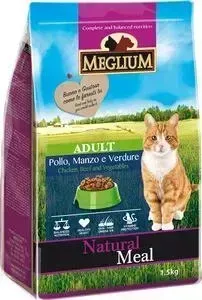 Сухой корм MEGLIUM Natural Meal Cat Adult Chicken, Beef Vegetables с курицей, говядиной и овощами для взрослых кошек 1,5кг (MGS0101)