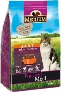 Сухой корм MEGLIUM Natural Meal Cat Adult Chicken Turkey с курицей и индейкой для взрослых кошек 1,5кг (MGS0301)