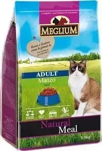 Сухой корм MEGLIUM Natural Meal Cat Adult Beef с говядиной для взрослых кошек 1,5кг (MGS0501)