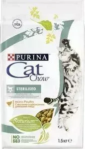 Сухой корм CAT CHOW Adult Sterelised rich in Poultry с домашней птицей для стерилизованных кошек 1,5кг (12123732)
