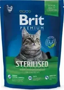 Сухой корм Brit Premium Cat Sterilized с курицей в соусе и куриной печенью для стерилизованных кошек 1,5кг (513161)