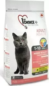 Сухой корм 1-ST CHOICE Adult Cat Indoor Vitality Chicken Formula с курицей для домашних кошек 907г (102.1.211)