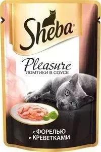 Паучи Sheba Pleasure ломтики в соусе с форелью и креветками для кошек 85г (10161706)