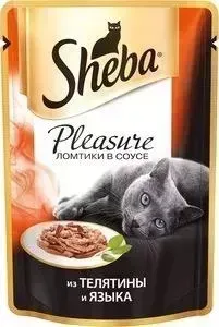 Паучи Sheba Pleasure кусочки с телятиной и языком для кошек 85г (10161701)