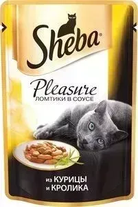 Паучи Sheba Pleasure кусочки с курицей и кроликом для кошек 85г (10161703)