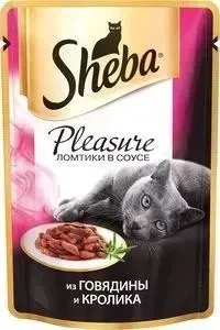 Паучи Sheba Pleasure кусочки с говядиной и кроликом для кошек 85г (10161700)
