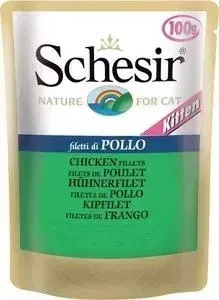 Паучи Schesir Nature for Cat Kitten Chicken Fillets кусочки в желе с куриным филе для котят 100г (С576)