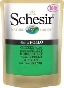 Паучи Schesir Nature for Cat Chicken Fillets кусочки в желе с куриным филе для кошек 100г (С562)