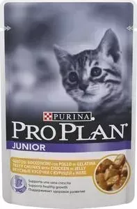Паучи PRO PLAN Junior Cat Chunks with Chicken in Jelly кусочки в желе с курицей для котят 85г (12287087)
