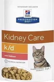 Паучи Hill&amp;#039;s Hill&s Prescription Diet k/d Kidney Care with Salmon с лососем диета при лечении заболеваний почек и МКБ для кошек 85г (3410)
