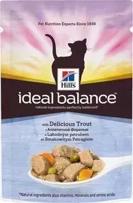 Паучи Hill&amp;#039;s Hill&s Ideal Balance with Delicious Trout с аппетитной форелью и овощами для кошек 82г (10026)