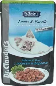 Паучи Dr.Clauder&amp;#039;s Dr.Clauder&s Salmon Trout in Sauce с лососем и форелью кусочки в соусе для кошек 100г