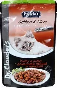 Паучи Dr.Clauder&amp;#039;s Dr.Clauder&s Poultry Kidney in Sauce с домашней птицей и почками кусочки в соусе для кошек 100г