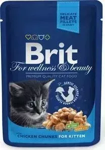 Паучи Brit Premium Cat Kitten Chicken Chunks с кусочками курицы для котят 100г (100309)