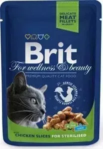 Паучи Brit Premium Cat Chicken Slices for Sterilised с кусочками курицы для стерилизованных кошек 100г (100310)