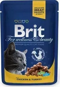 Паучи Brit Premium Cat Chicken Turkey с курицей и индейкой для кошек 100г (100308)