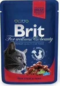 Паучи Brit Premium Cat Beef Stew Peas с говядиной и горошком для кошек 100г (100305)