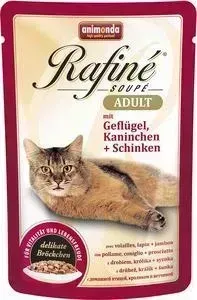 Паучи Animonda Rafine Soup Adult с мяса домашней птицей, кроликом и ветчиной для кошек 100г (83655)
