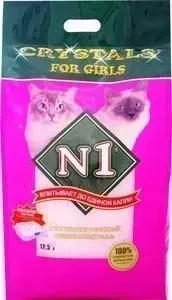 Наполнитель N1 Crystals For Girls впитывающий силикагель для кошек 12,5л (92214)/236580