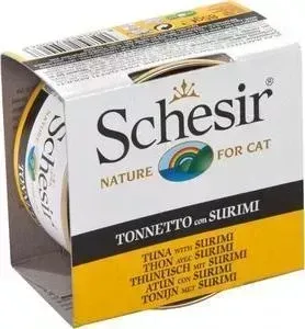 Консервы Schesir Nature for Cat Tuna with Surimi кусочки в желе с тунцом и сурими для кошек 85г (С136)