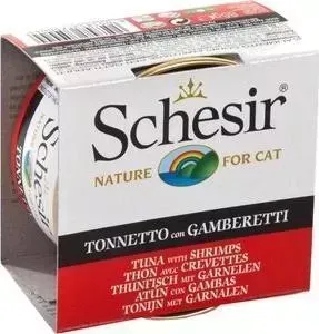 Консервы Schesir Nature for Cat Tuna with Shrimps кусочки в желе с тунцом и креветками для кошек 85г (С138)