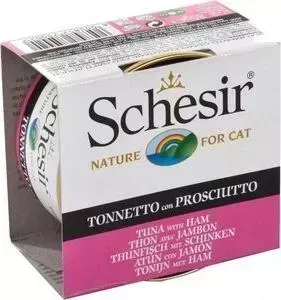 Консервы Schesir Nature for Cat Tuna with Ham кусочки в желе с тунцом и ветчиной для кошек 85г (С140)
