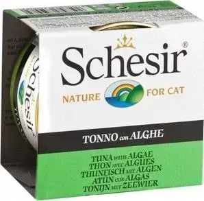Консервы Schesir Nature for Cat Tuna with Algae кусочки в желе с тунцом и водорослями для кошек 85г (С142)