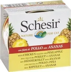 Консервы Schesir Nature for Cat Chicken Fillets Pineapple кусочки в желе с куриным филе и ананасом для кошек 75г (С351)
