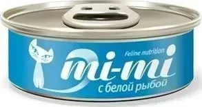 Консервы Mi-Mi Feline Nutrition с белой рыбой кусочки в желе для кошек 80г
