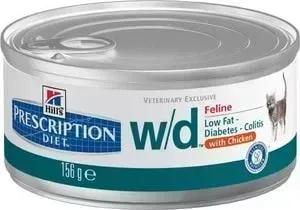 Консервы Hill&amp;#039;s Hill&s Prescription Diet w/d Low Fat Diabetes Chicken с курицей диета при лечении сахарного диабета,колитов для кошек 156г (9455): характерис