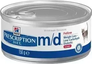 Консервы Hill&amp;#039;s Hill&s Prescription Diet m/d Weight Loss with Liver с печенью диета при лечении сахарного диабета и ожирения для кошек 156г (4281): характери