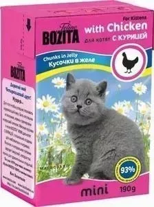 Консервы BOZITA MINI Kitten Chunks in Jelly with Chicken кусочки в желе с курицей для котят 190г (2106)