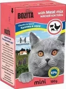 Консервы BOZITA MINI Chunks in Sauce with Meat mix кусочки в соусе мясной коктейль для кошек 190г (2104)
