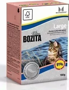 Консервы BOZITA Large Chunks in Jelly with Salmon кусочки в желе с лососем здоровая кожа и шерсть для кошек крупных пород 190г (2165)