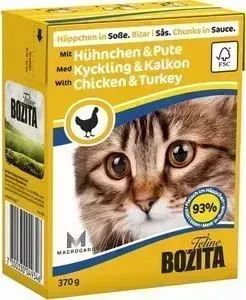 Консервы BOZITA Chunks in Sauce with Chicken Turkey кусочки в соусе с курицей и индейкой для кошек 370г (4934)